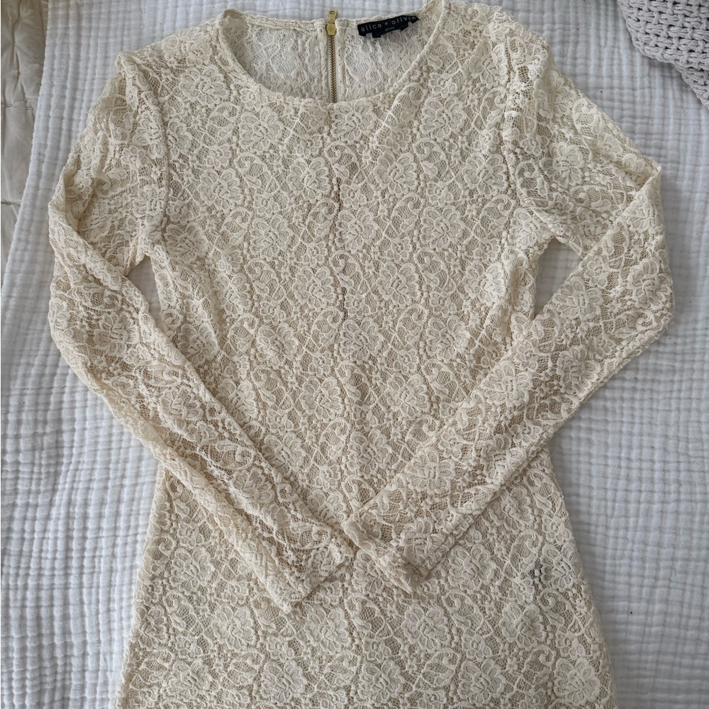Alice + Olivia Cream Lace Top